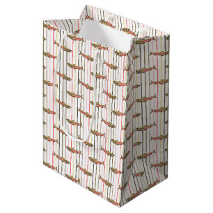 Mediana Bolsa de regalo - Salmón chino en franjas