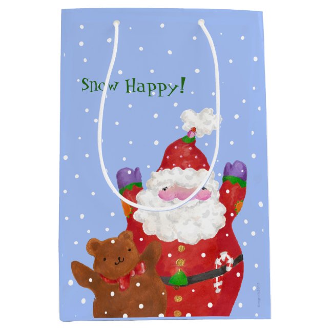 Mediana Bolsa de regalo Snow Happy (Anverso)