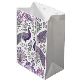 Mediana Bolsa de regalo Toile de Pavo Real Púrpura