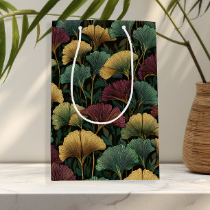Mediana Bolsa de regalo tonos joya con patrón de hoja de G