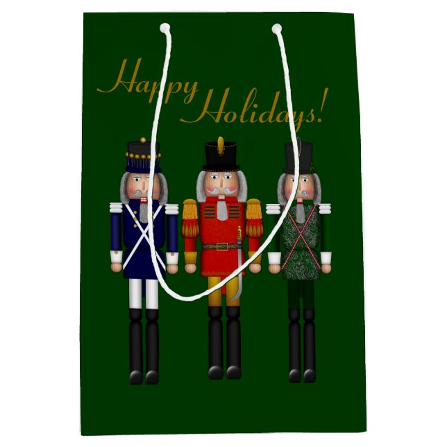 Mediana BOLSA DE REGALO Trio-Verde-Nutcracker (Anverso)