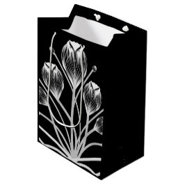 Mediana Bolsa de regalo Tulipán negro y blanco Owlsprey H&