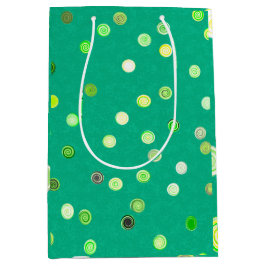 Mediana Bolsa de regalo verde con espirales de lunares ret