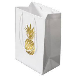 Mediana Bolsa elegante de regalo de piña dorada