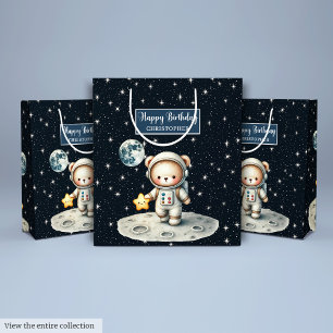 Mediana Bolsa personalizada de regalo de oso espacial para