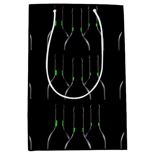 Mediana Botellas de vino Bolsa de regalo media negra (Anverso)
