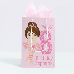 Mediana Brunette Birthday Ballerina Media Bolsa de Regalo