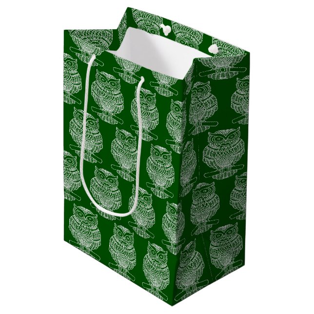 Mediana Búho (verde oscuro) - Bolsa de regalo (Angulo Anverso)