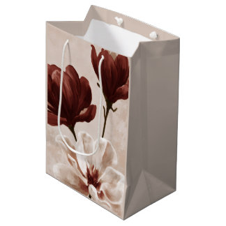 Mediana Burgundy Bloom | Bolsa de regalo floral roja profu