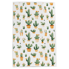 Mediana Cactus en bolsa de regalo blanca