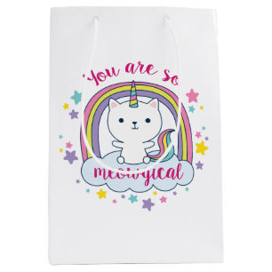 Mediana Caticorn Bolsa de regalo Bolsa Goodie Blanco