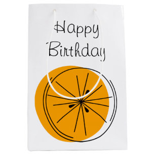 Mediana Citrus Naranja medio de bolsa de regalo Feliz cump