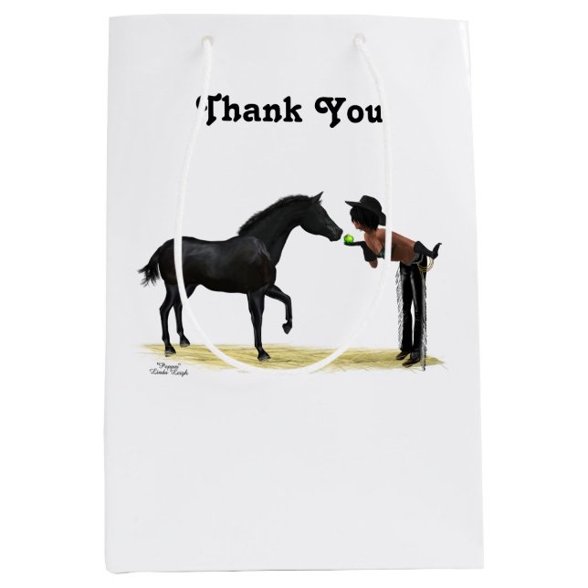 Mediana Cowgirl Pinup con bolsa de regalo para caballos (Anverso)