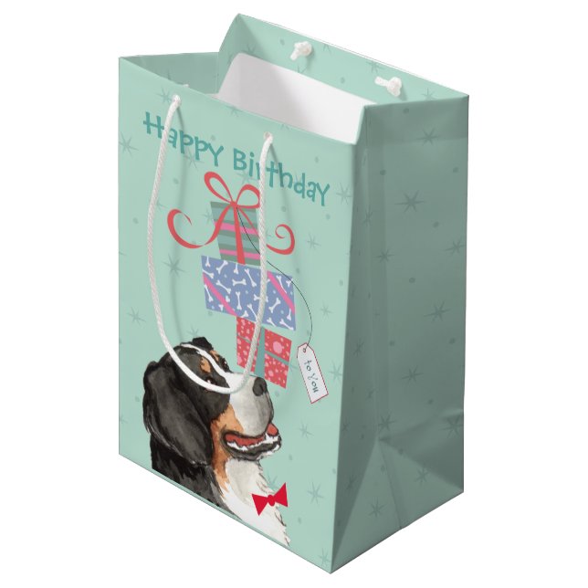 Mediana Cumpleaños presenta bolsa de regalo Berner Medium (Angulo Anverso)