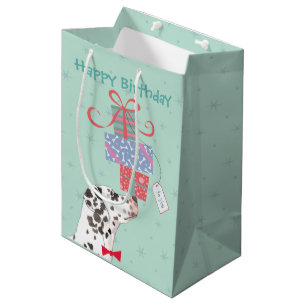 Mediana Cumpleaños presenta bolsa de regalo dálmata media