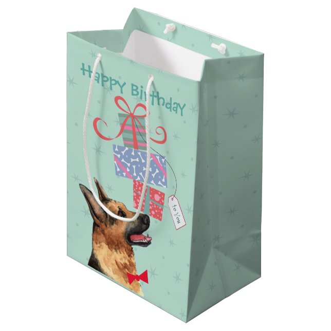 Mediana Cumpleaños presenta bolsa de regalo media para pas (Angulo Anverso)