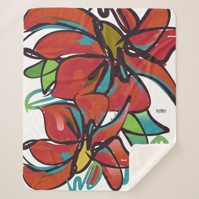 Mediana de la manta Sherpa Poinsettia (Anverso)