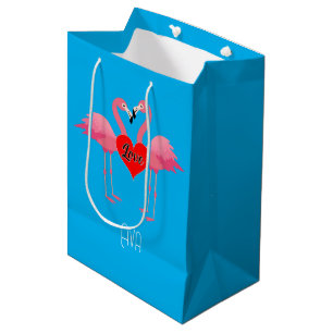 Mediana Diseño de amor Flamingo Rosa - Bolsa de regalo - M