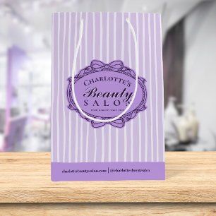 Mediana Elegante Bolsa de Regalo con Franja Morada y Marco