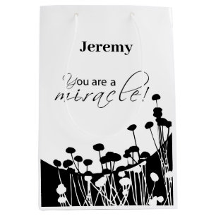 Mediana Eres un milagro bolsa de regalo Minimalista blanco