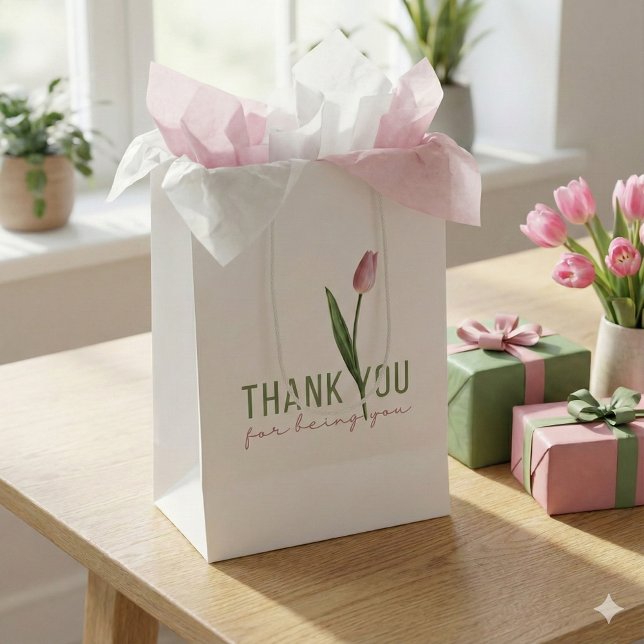 Mediana Gracias Por Ser Tu Bolsa De Regalo (Show your gratitude with this, "Thank you for being you" tulip gift bag! )