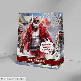 Mediana Gran Bolsa de Regalo Hermoso Santa Claus Recuerdo