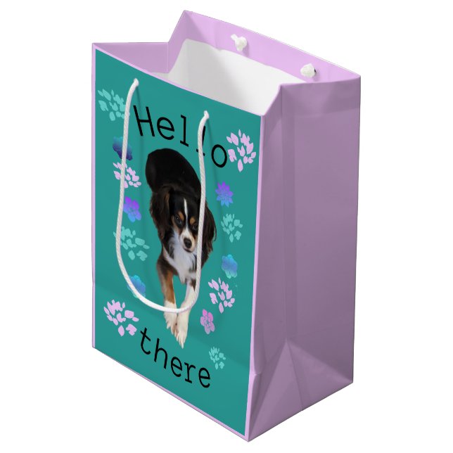 Mediana Hola, Bolsa De Regalo De Cachorro (Angulo Anverso)