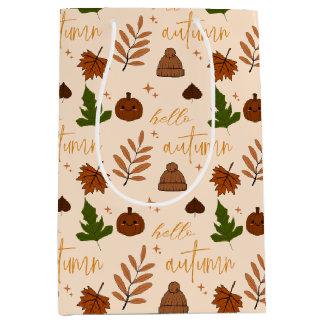 Mediana Hola Otoño Lindo Patrón de Otoño Bolsa de Regalo M