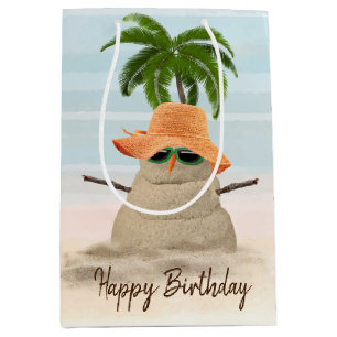 Mediana Hombre De Arena Tropical Con Bolsa De Regalo Media