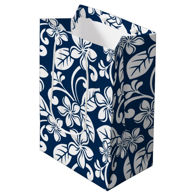 Mediana ISLAND PLUMERIA (NAVY BLUE) Bolsa de regalo (Angulo Anverso)