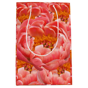 Mediana Med Bolsa de Regalo Coral Peonías