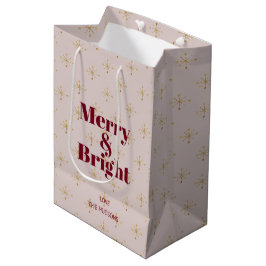 Mediana Merry Bright Moderno Taupe Crimson Bolsa de regalo