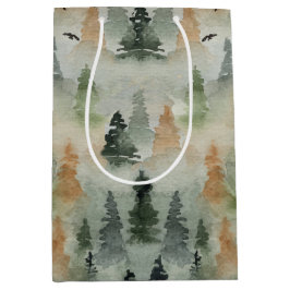 Mediana Misty Forest Birday | Bolsa de regalo MEDIA de jub