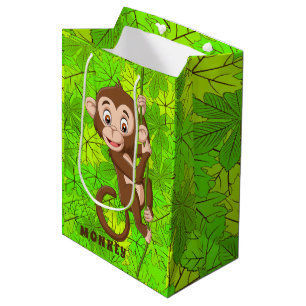 Mediana Mono en una bolsa de regalo de diseño de vid
