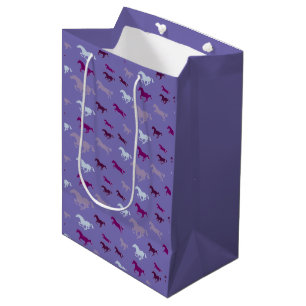 Mediana Muchos caballos morados diseñan bolsa de regalo