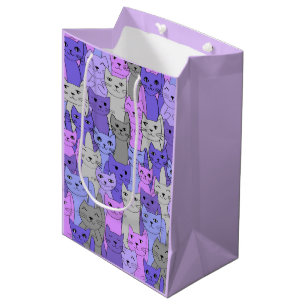 Mediana Muchos gatos morados diseñan bolsa de regalo