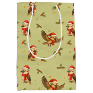 Mediana Navidades Bolsa de regalo de la acuarela Kookaburr