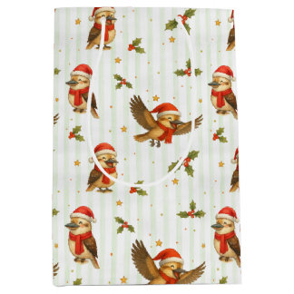 Mediana Navidades Bolsa de regalo de la acuarela Kookaburr