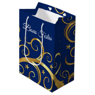 Mediana Navidades Bolsa de Regalo Majestic Swirls Boas Fes