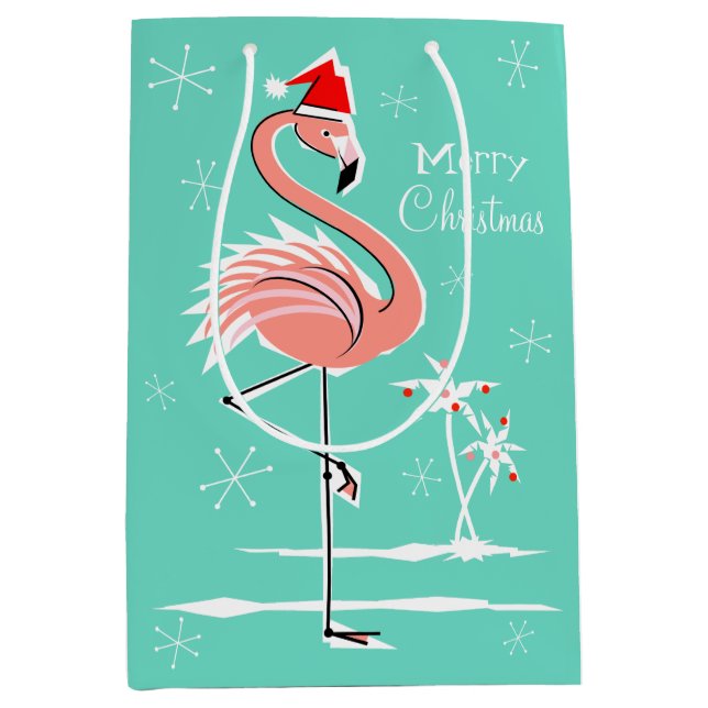 Mediana Navidades Flamingo Feliz Navidad Bolsa de regalo m (Anverso)