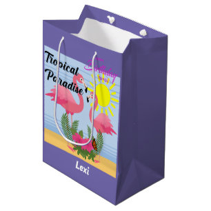 Mediana Paraíso tropical Flamingo rosa - Bolsa de regalo -
