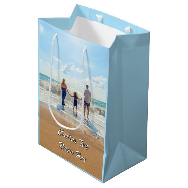 Mediana Personaliza tu bolsa de regalo de fotos con texto  (Angulo Anverso)