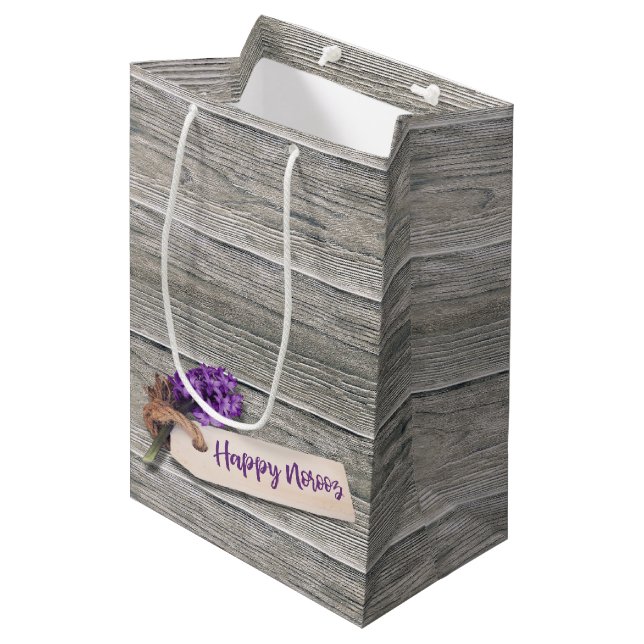Mediana Rustic Happy Norooz Hyacinth - Bolsa de regalo med (Angulo Anverso)