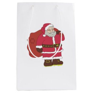 Mediana Santa Claus de rojo con bolsa de regalo y anteojos