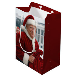 Mediana Santa Claus Trump con bolsa de regalo roja