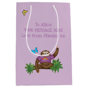 Mediana Stanley Sloth bolsa de regalo personalizada de púr
