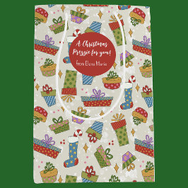 Mediana Una bolsa de regalo para Navidades de color lindo