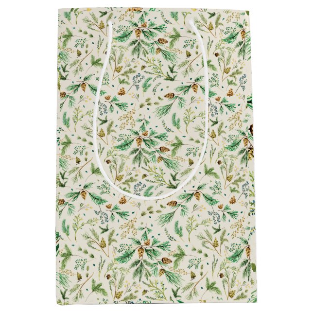 Mediana Winter Juniper Pine en la bolsa de regalo blanca (Anverso)