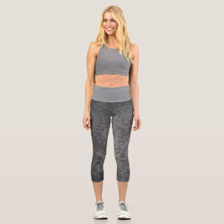 MEDIANAS Leggings Capri de cintura alta gris con e