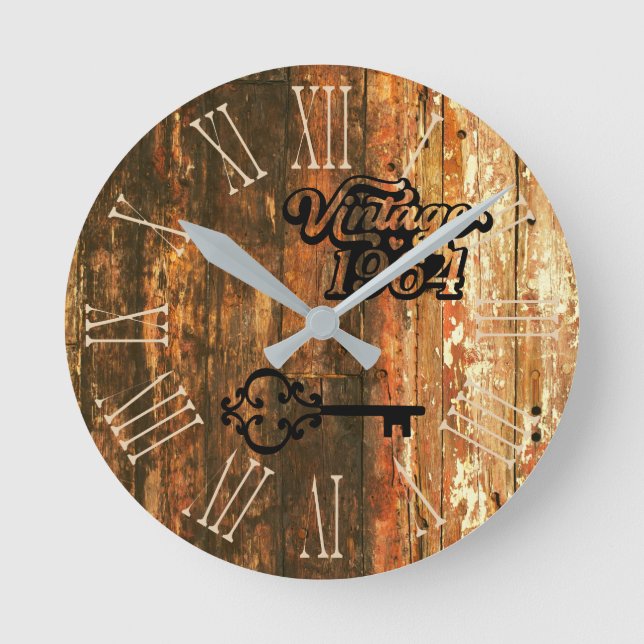 Mediano 1964 Vintage de madera antigua Reloj redondo (Anverso)